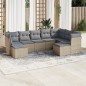 vidaXL Set de sofás de jardín 9 pzas con cojines ratán sintético beige vidaXL Set de sofás de jardín 9 pzas con cojines ratán sintético beige