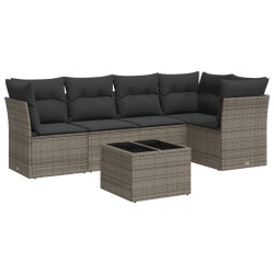 vidaXL Set de muebles de jardín 6 pzas y cojines ratán sintético gris