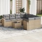 vidaXL Set de sofás de jardín 9 pzas con cojines ratán sintético beige vidaXL Set de sofás de jardín 9 pzas con cojines ratán sintético beige