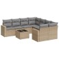vidaXL Set de sofás de jardín 9 pzas con cojines ratán sintético beige vidaXL Set de sofás de jardín 9 pzas con cojines ratán sintético beige