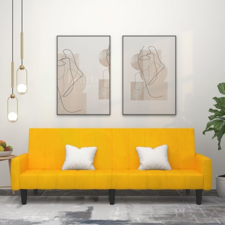 vidaXL Sofá cama de 2 plazas terciopelo amarillo