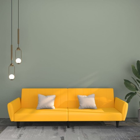 vidaXL Sofá cama de 2 plazas terciopelo amarillo