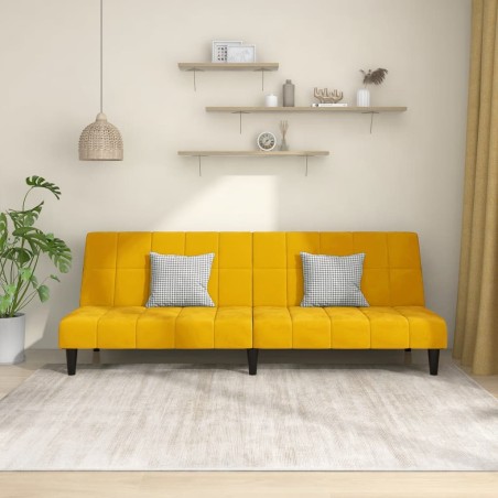 vidaXL Sofá cama de 2 plazas terciopelo amarillo