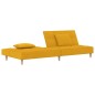 vidaXL Sofá cama de 2 plazas con dos almohadas tela color amarillo vidaXL Sofá cama de 2 plazas con dos almohadas tela color amarillo