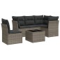vidaXL Set de muebles de jardín 6 pzas y cojines ratán sintético gris