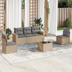vidaXL Juego de sofás jardín con cojines 6 pzas ratán sintético beige