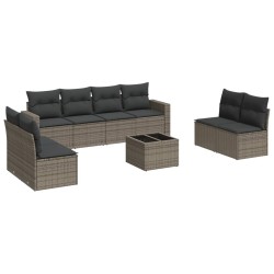 vidaXL Set de muebles de jardín 9 pzas y cojines ratán sintético gris