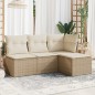 vidaXL Juego de sofás jardín con cojines 4 pzas ratán sintético beige vidaXL Juego de sofás jardín con cojines 4 pzas ratán sintético beige
