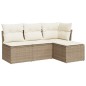 vidaXL Juego de sofás jardín con cojines 4 pzas ratán sintético beige vidaXL Juego de sofás jardín con cojines 4 pzas ratán sintético beige