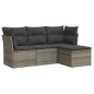 vidaXL Set de sofás de jardín 4 pzas y cojines ratán sintético gris vidaXL Set de sofás de jardín 4 pzas y cojines ratán sintético gris