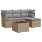vidaXL Juego de sofás jardín con cojines 5 pzas ratán sintético beige vidaXL Juego de sofás jardín con cojines 5 pzas ratán sintético beige