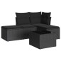 vidaXL Set de muebles de jardín 5 pzas y cojines ratán sintético negro