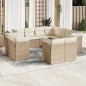vidaXL Set de sofás de jardín 11pzas con cojines ratán sintético beige vidaXL Set de sofás de jardín 11pzas con cojines ratán sintético beige