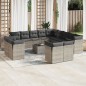 vidaXL Set de sofás de jardín 14 pzas con cojines ratán sintético gris vidaXL Set de sofás de jardín 14 pzas con cojines ratán sintético gris