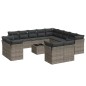 vidaXL Set de sofás de jardín 14 pzas con cojines ratán sintético gris vidaXL Set de sofás de jardín 14 pzas con cojines ratán sintético gris