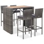 vidaXL Muebles de bar jardín 5 pzas ratán sintético madera acacia gris vidaXL Muebles de bar jardín 5 pzas ratán sintético madera acacia gris
