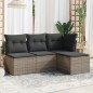 vidaXL Set de sofás de jardín 4 pzas y cojines ratán sintético gris vidaXL Set de sofás de jardín 4 pzas y cojines ratán sintético gris