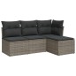 vidaXL Set de sofás de jardín 4 pzas y cojines ratán sintético gris vidaXL Set de sofás de jardín 4 pzas y cojines ratán sintético gris