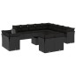 vidaXL Set sofás de jardín 14 pzas con cojines ratán sintético negro vidaXL Set sofás de jardín 14 pzas con cojines ratán sintético negro