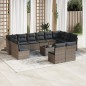 vidaXL Set sofás de jardín con cojines 13 piezas ratán sintético gris vidaXL Set sofás de jardín con cojines 13 piezas ratán sintético gris