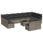 vidaXL Set sofás de jardín con cojines 13 piezas ratán sintético gris vidaXL Set sofás de jardín con cojines 13 piezas ratán sintético gris