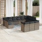 vidaXL Set sofás de jardín con cojines 13 piezas ratán sintético gris vidaXL Set sofás de jardín con cojines 13 piezas ratán sintético gris