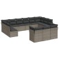 vidaXL Set sofás de jardín con cojines 13 piezas ratán sintético gris vidaXL Set sofás de jardín con cojines 13 piezas ratán sintético gris