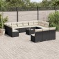 vidaXL Set sofás de jardín 14 pzas con cojines ratán sintético negro vidaXL Set sofás de jardín 14 pzas con cojines ratán sintético negro