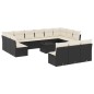 vidaXL Set sofás de jardín 14 pzas con cojines ratán sintético negro vidaXL Set sofás de jardín 14 pzas con cojines ratán sintético negro