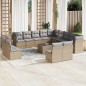 vidaXL Set sofás de jardín 14 pzas con cojines ratán sintético beige vidaXL Set sofás de jardín 14 pzas con cojines ratán sintético beige
