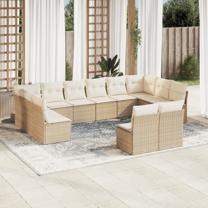vidaXL Set de sofás de jardín 12 pzas y cojines ratán sintético marrón vidaXL Set de sofás de jardín 12 pzas y cojines ratán sintético marrón