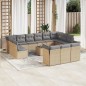 vidaXL Set sofás de jardín 14 pzas con cojines ratán sintético beige vidaXL Set sofás de jardín 14 pzas con cojines ratán sintético beige