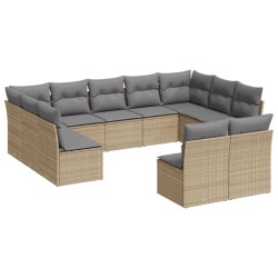 vidaXL Set de sofás de jardín 11pzas con cojines ratán sintético beige