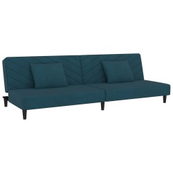 vidaXL Sofá cama de 2 plazas con dos almohadas terciopelo azul