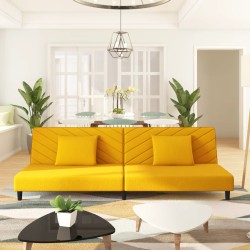 vidaXL Sofá cama de 2 plazas con dos almohadas terciopelo amarillo