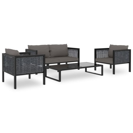 vidaXL Muebles jde ardín 5 pzas y cojines ratán sintético antracita