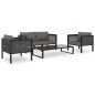 vidaXL Muebles jde ardín 5 pzas y cojines ratán sintético antracita vidaXL Muebles jde ardín 5 pzas y cojines ratán sintético antracita