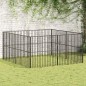 vidaXL Corralito para perros con 8 paneles acero galvanizado negro vidaXL Corralito para perros con 8 paneles acero galvanizado negro