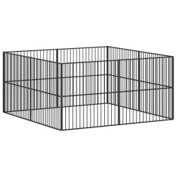 vidaXL Corralito para perros con 8 paneles acero galvanizado negro