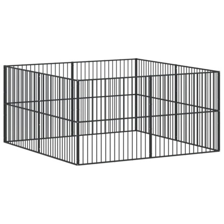vidaXL Corralito para perros con 8 paneles acero galvanizado negro