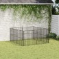 vidaXL Corralito para perros con 8 paneles acero galvanizado negro vidaXL Corralito para perros con 8 paneles acero galvanizado negro