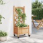 vidaXL Jardinera con enrejado y ruedas madera maciza de abeto marrón vidaXL Jardinera con enrejado y ruedas madera maciza de abeto marrón