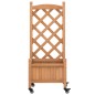 vidaXL Jardinera con enrejado y ruedas madera maciza de abeto marrón vidaXL Jardinera con enrejado y ruedas madera maciza de abeto marrón