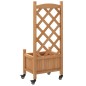 vidaXL Jardinera con enrejado y ruedas madera maciza de abeto marrón vidaXL Jardinera con enrejado y ruedas madera maciza de abeto marrón