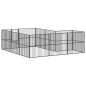 vidaXL Corralito para perros con 12 paneles acero galvanizado negro vidaXL Corralito para perros con 12 paneles acero galvanizado negro