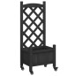 vidaXL Jardinera con enrejado y ruedas madera maciza de abeto negro vidaXL Jardinera con enrejado y ruedas madera maciza de abeto negro