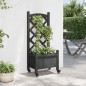 vidaXL Jardinera con enrejado y ruedas madera maciza de abeto negro vidaXL Jardinera con enrejado y ruedas madera maciza de abeto negro