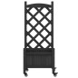 vidaXL Jardinera con enrejado y ruedas madera maciza de abeto negro vidaXL Jardinera con enrejado y ruedas madera maciza de abeto negro