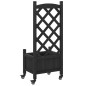 vidaXL Jardinera con enrejado y ruedas madera maciza de abeto negro vidaXL Jardinera con enrejado y ruedas madera maciza de abeto negro