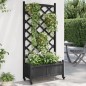 vidaXL Jardinera con enrejado y ruedas madera maciza de abeto negro vidaXL Jardinera con enrejado y ruedas madera maciza de abeto negro